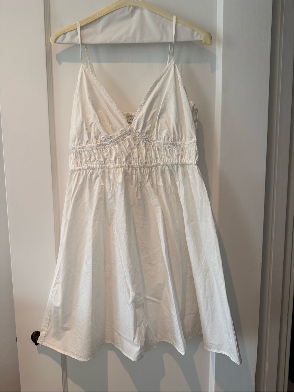 Top Shop 100% cotton White Women's Smocked V-Neck dress
